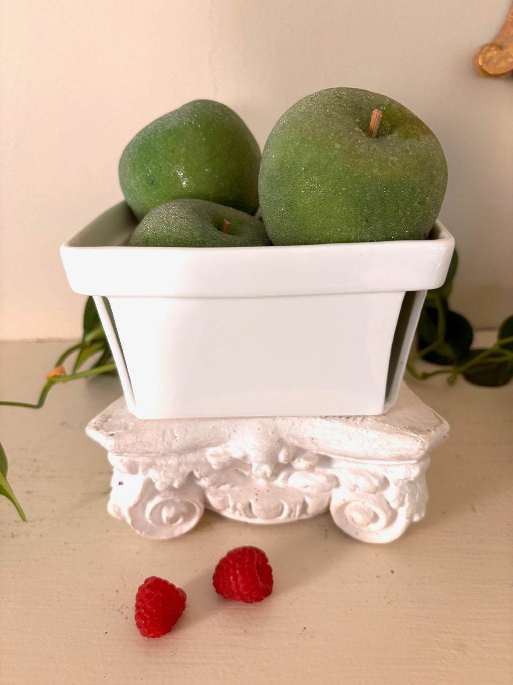 White Ceramic Farmhouse Basket