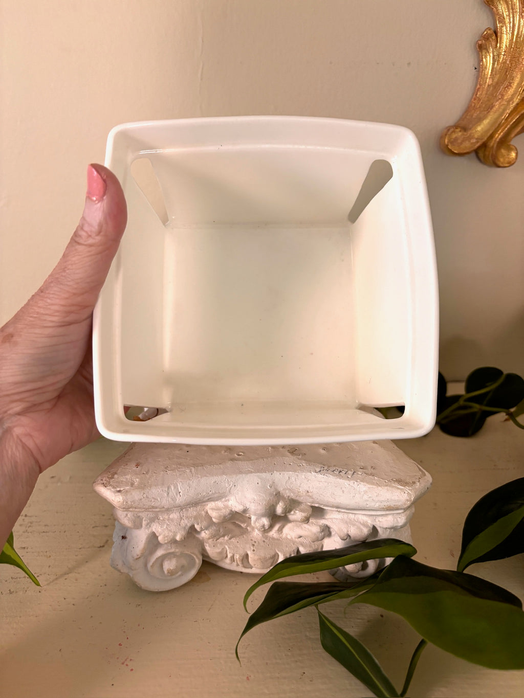White Ceramic Farmhouse Basket