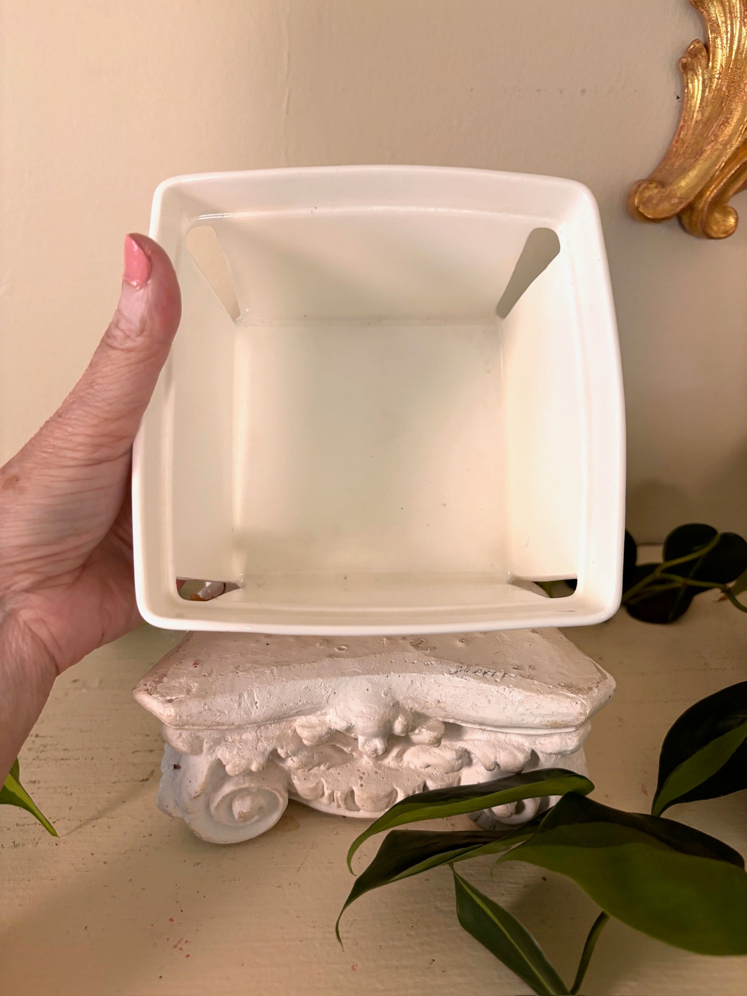 White Ceramic Farmhouse Basket